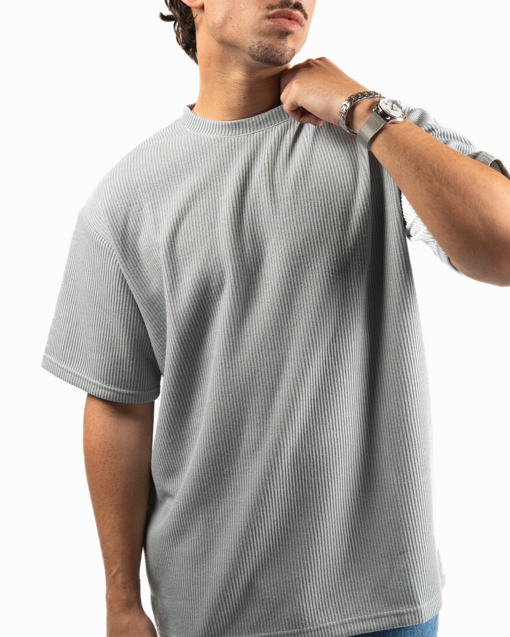Ribbed Oversized T-Shirt - Light Grey
