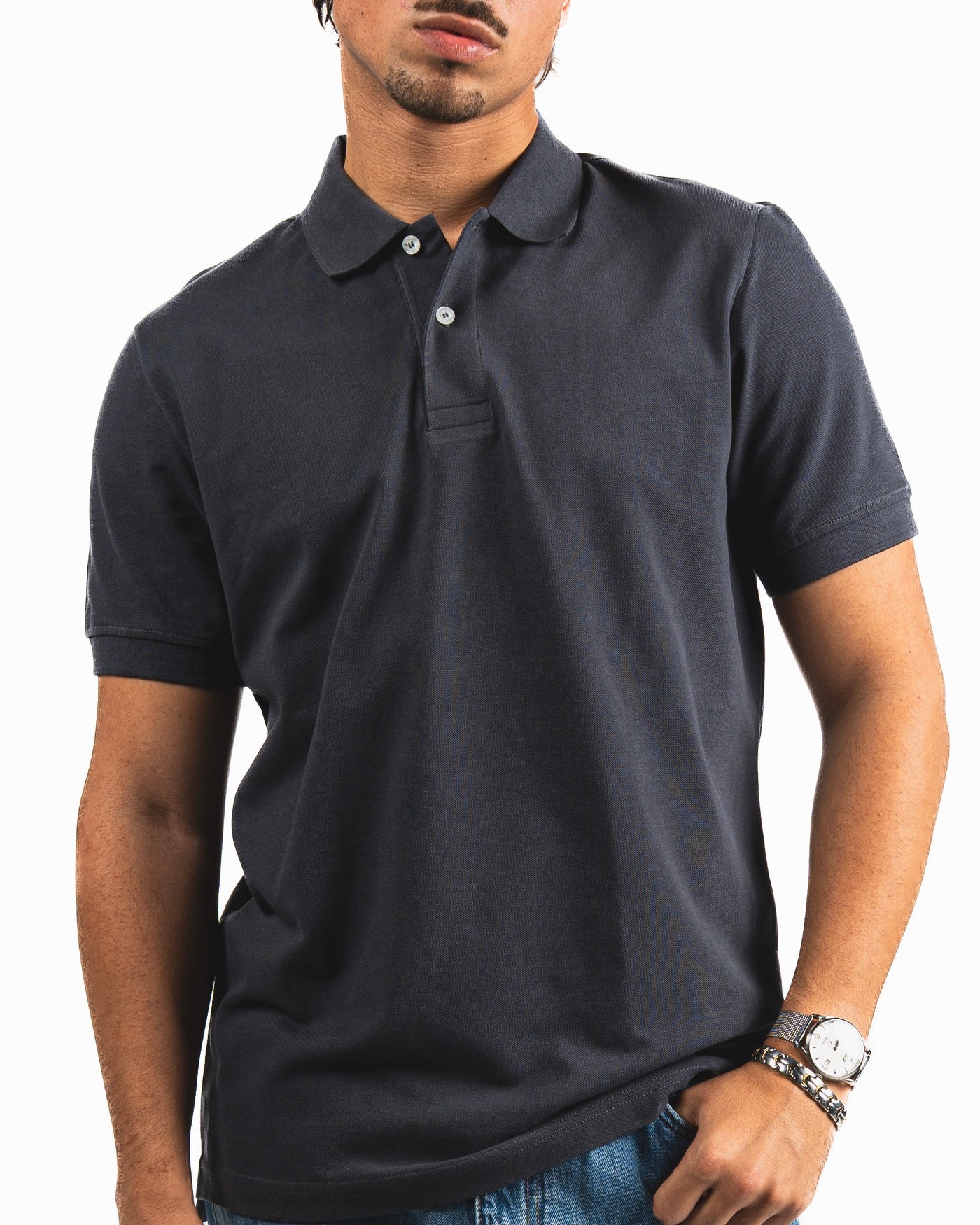 Buttons Polo Shirt - Dark Grey