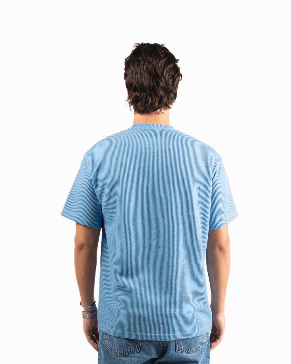 Ribbed Oversized T-Shirt - Sky Blue
