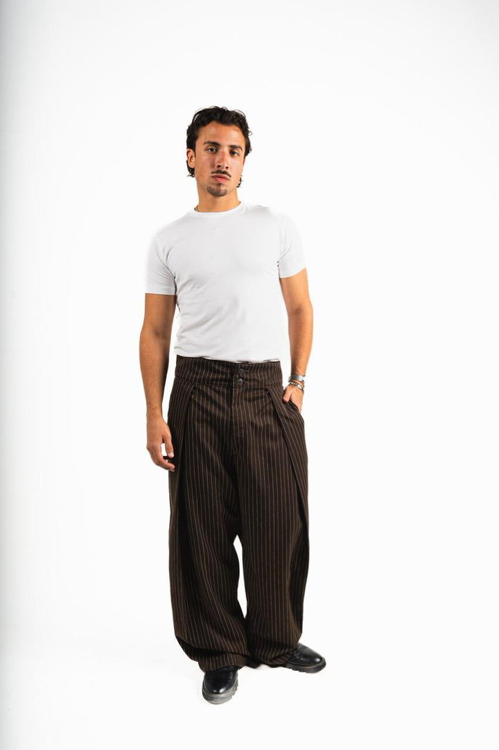 Balloon Striped Pants - Brown
