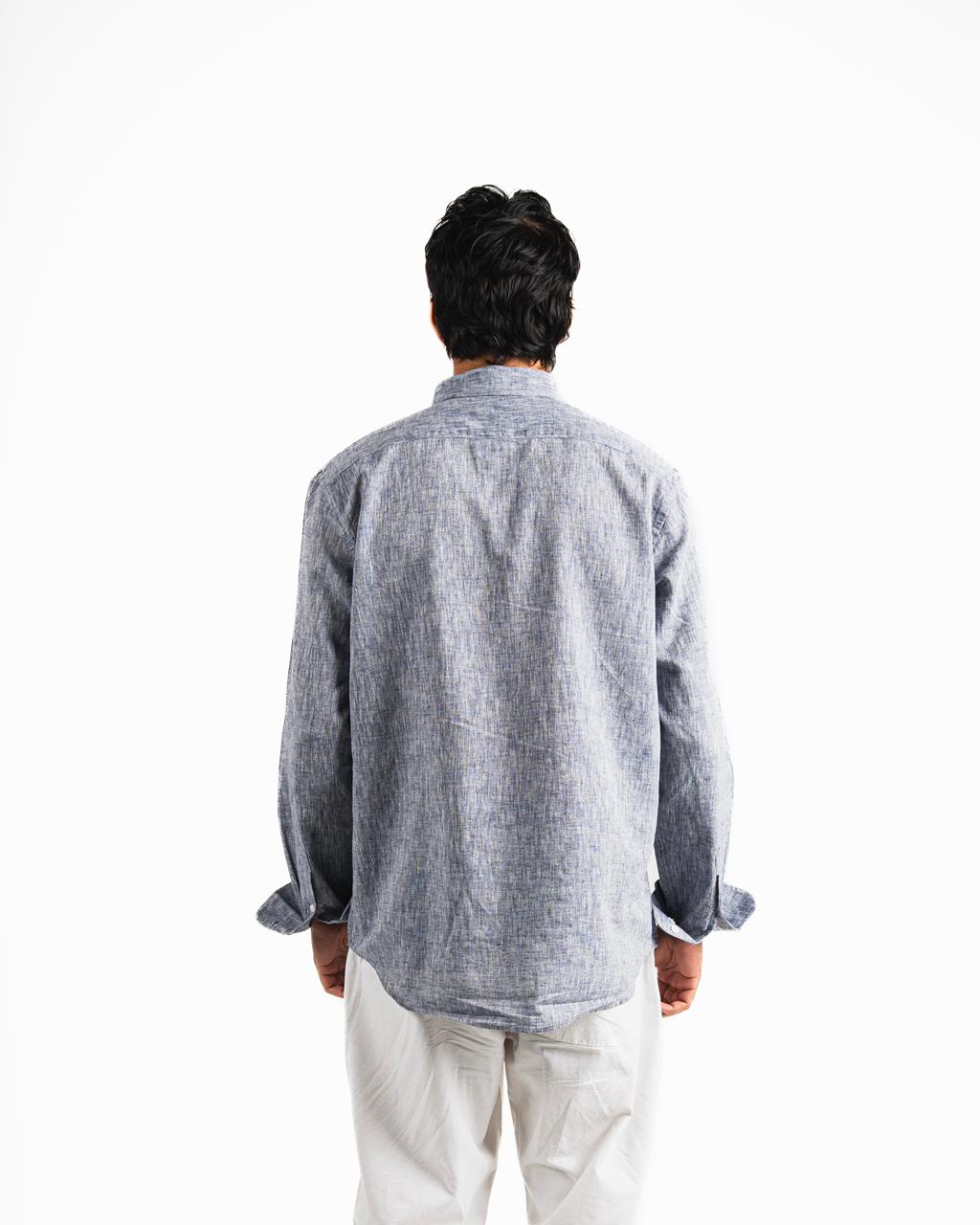 Washed Linen Blend Chemise - Heather blue