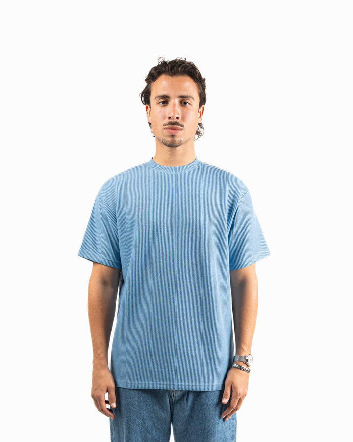 Ribbed Oversized T-Shirt - Sky Blue