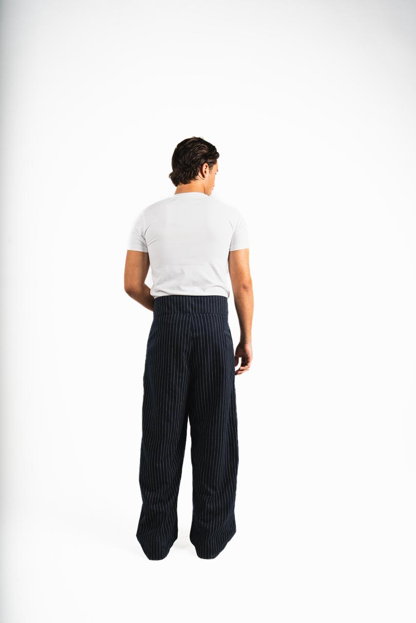 Balloon Striped Pants - Blue