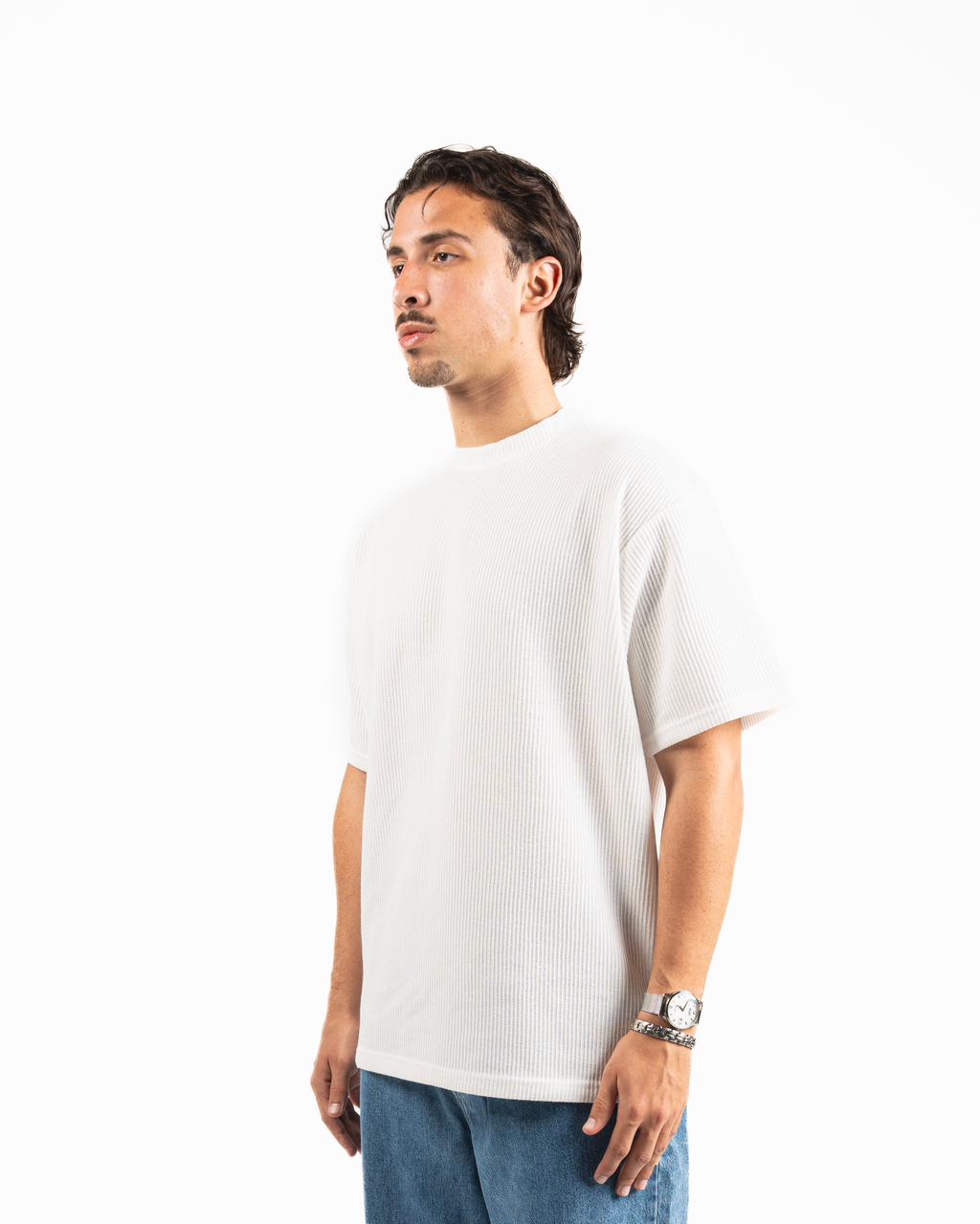 Ribbed Oversized T-Shirt - White