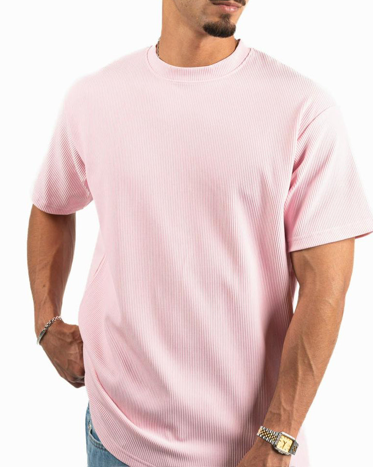 Ribbed Oversized T-Shirt - Light Pink