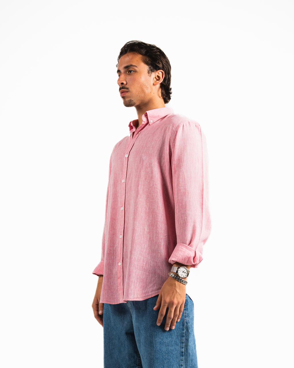 Washed Linen Blend Chemise - Light Pink