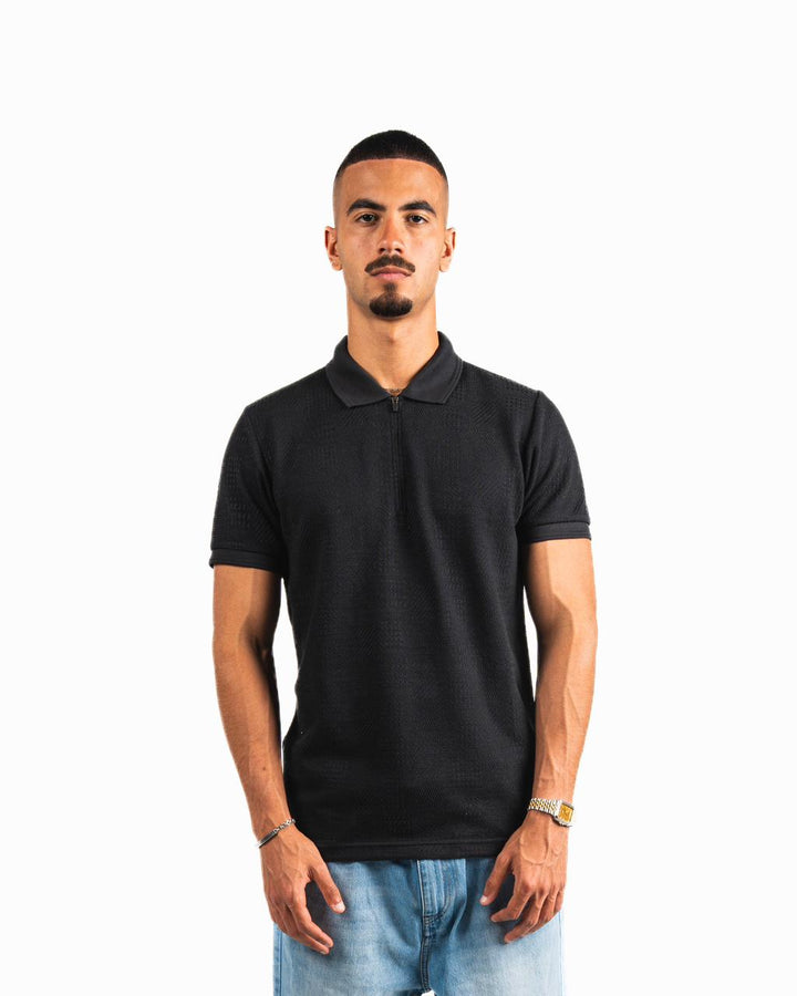 Half-Zip Polo Shirt - Black