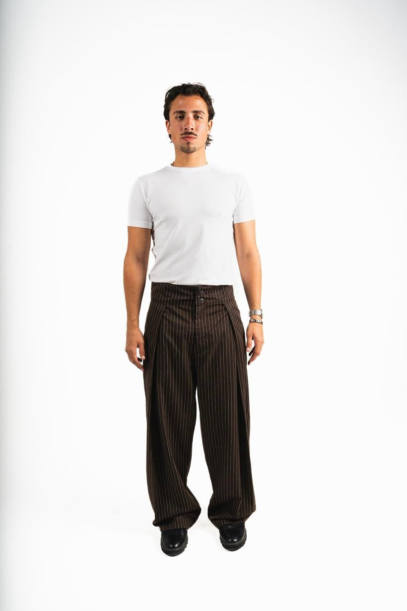 Balloon Striped Pants - Brown