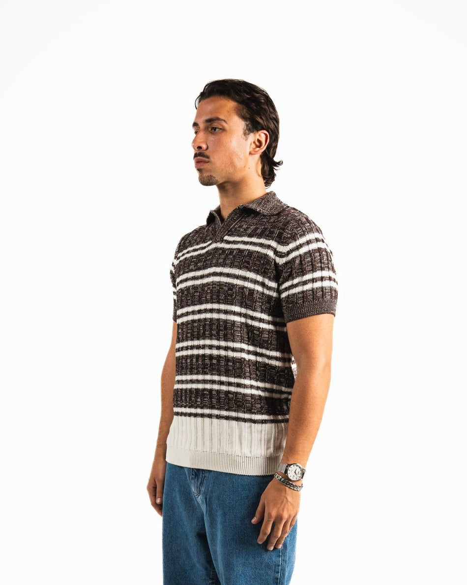 Knitted Polo Shirt - Brown