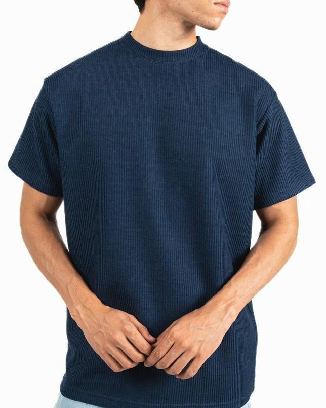 Ribbed Oversized T-Shirt - Navy blue