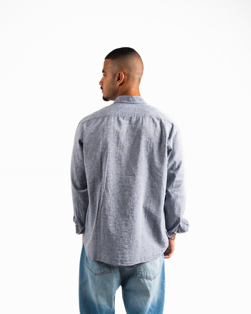 Washed Linen Blend Chemise - Heather blue