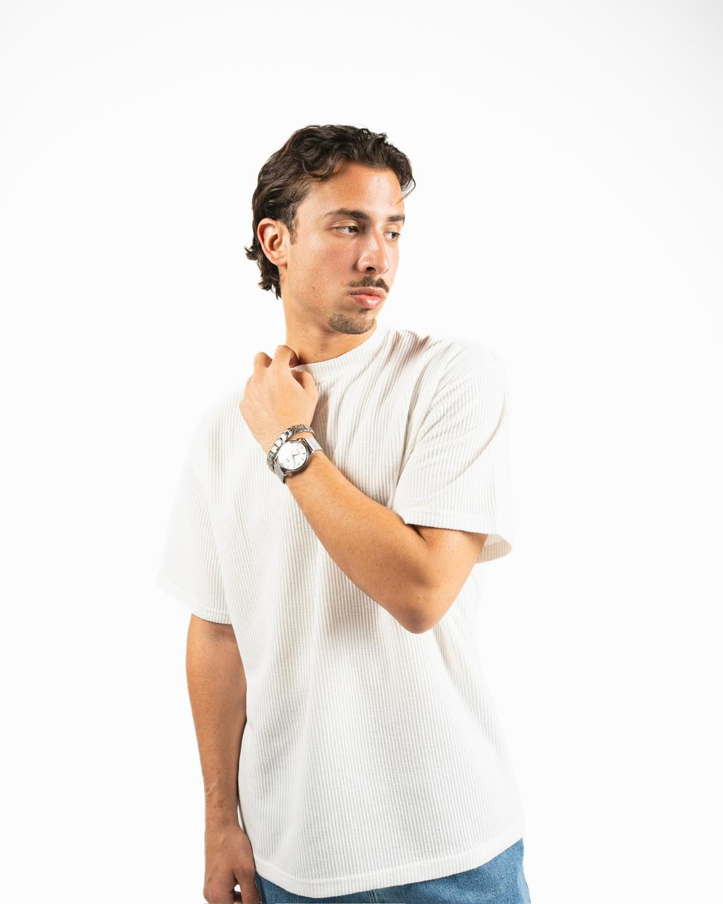 Ribbed Oversized T-Shirt - White