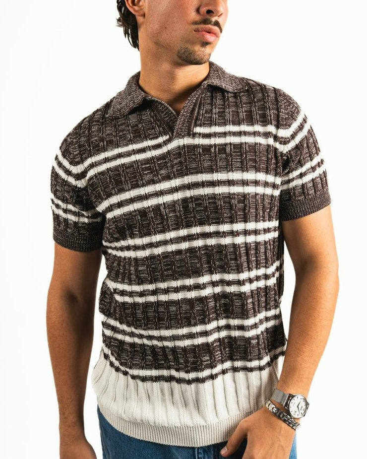 Knitted Polo Shirt - Brown