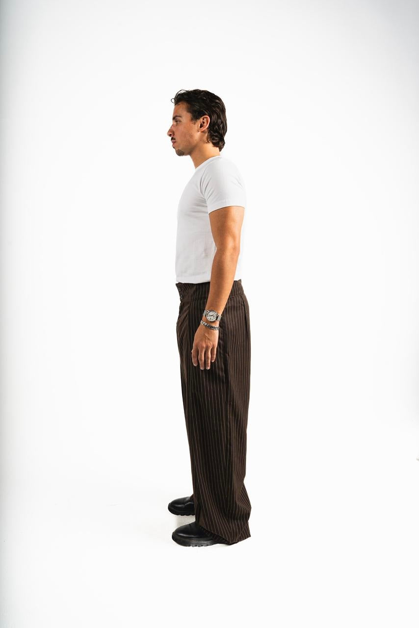 Balloon Striped Pants - Brown
