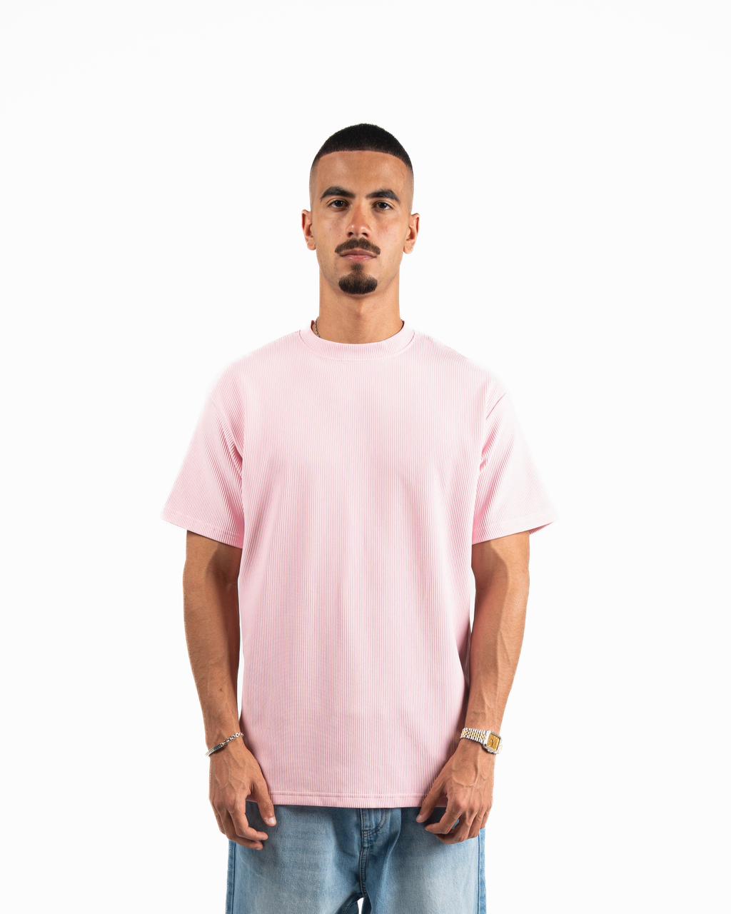 Ribbed Oversized T-Shirt - Light Pink