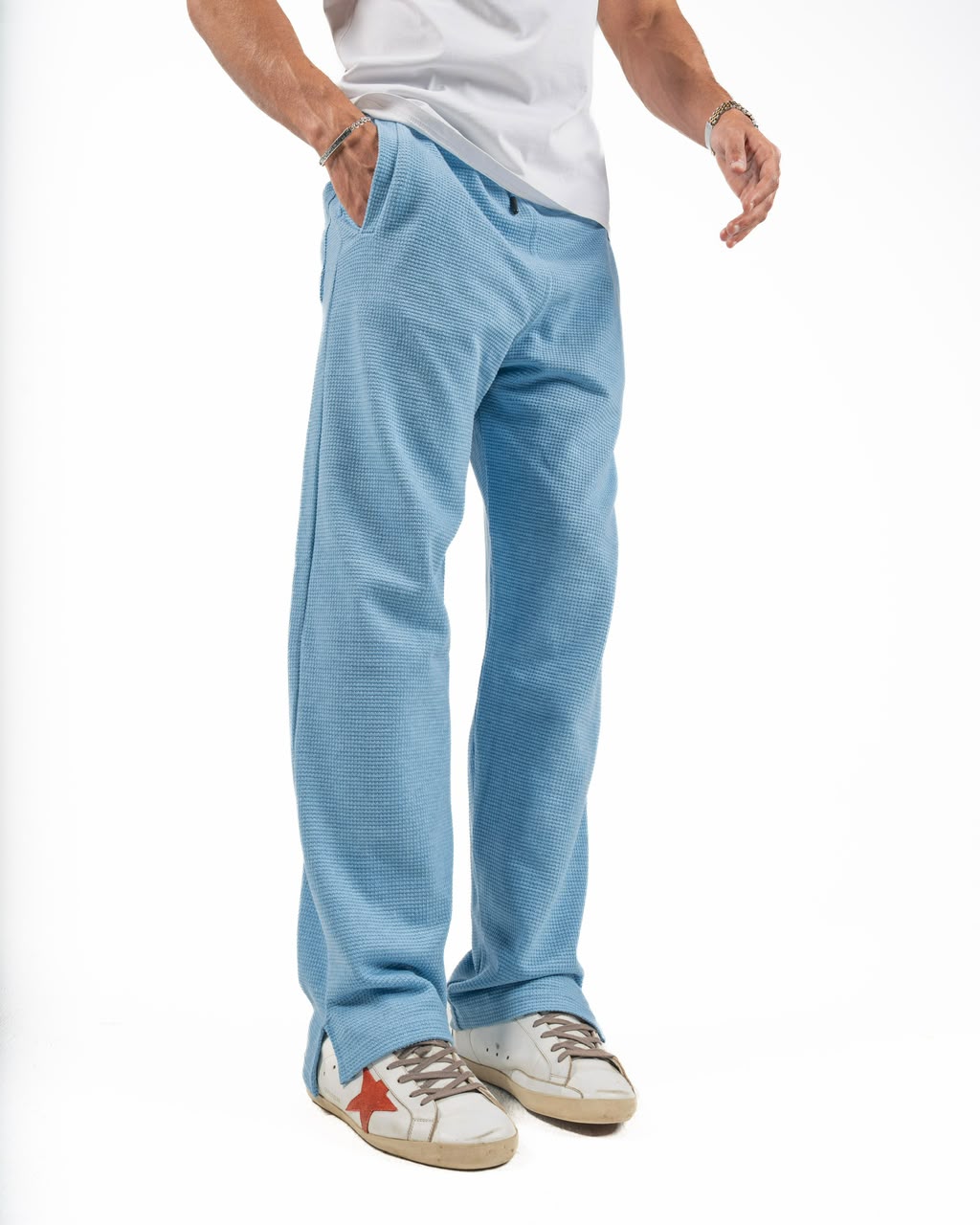 Dot texture pants - Baby blue