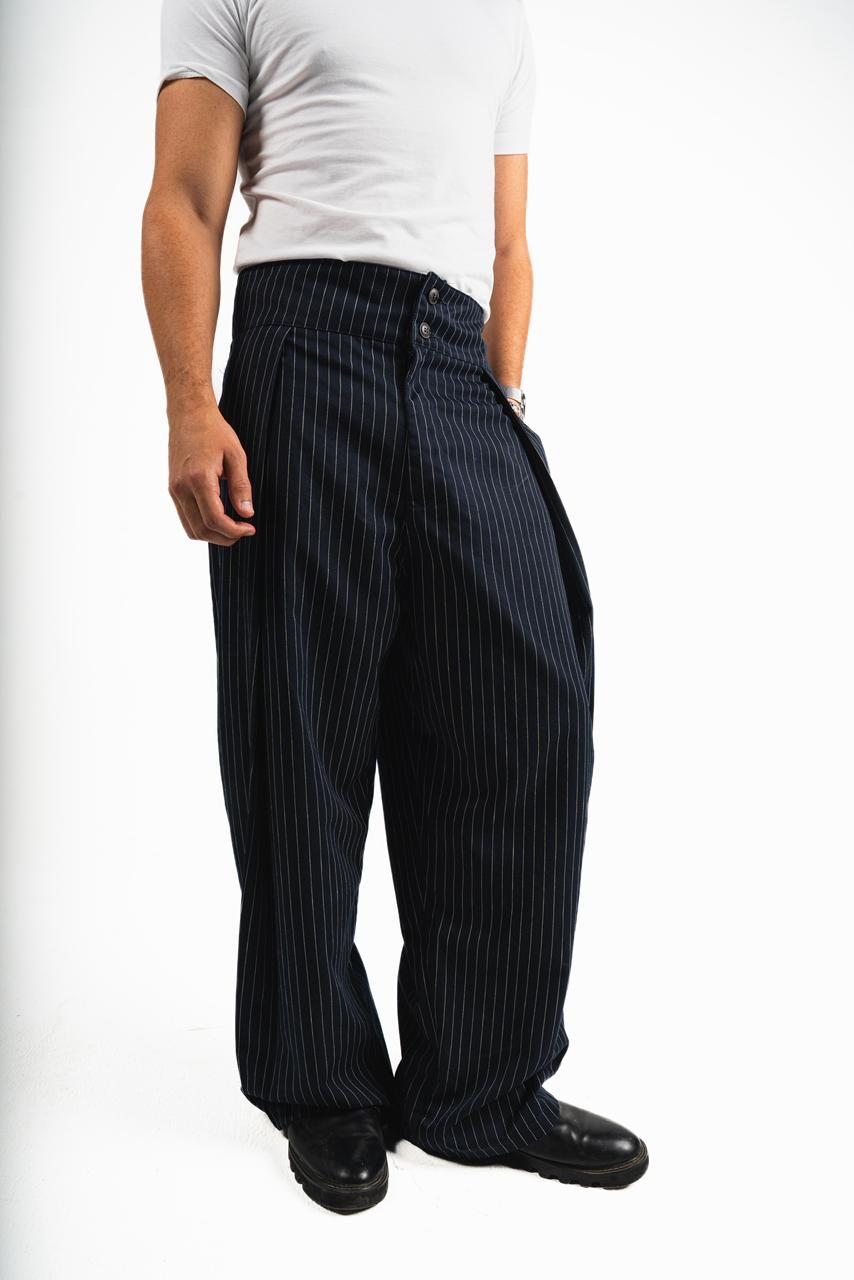 Balloon Striped Pants - Blue