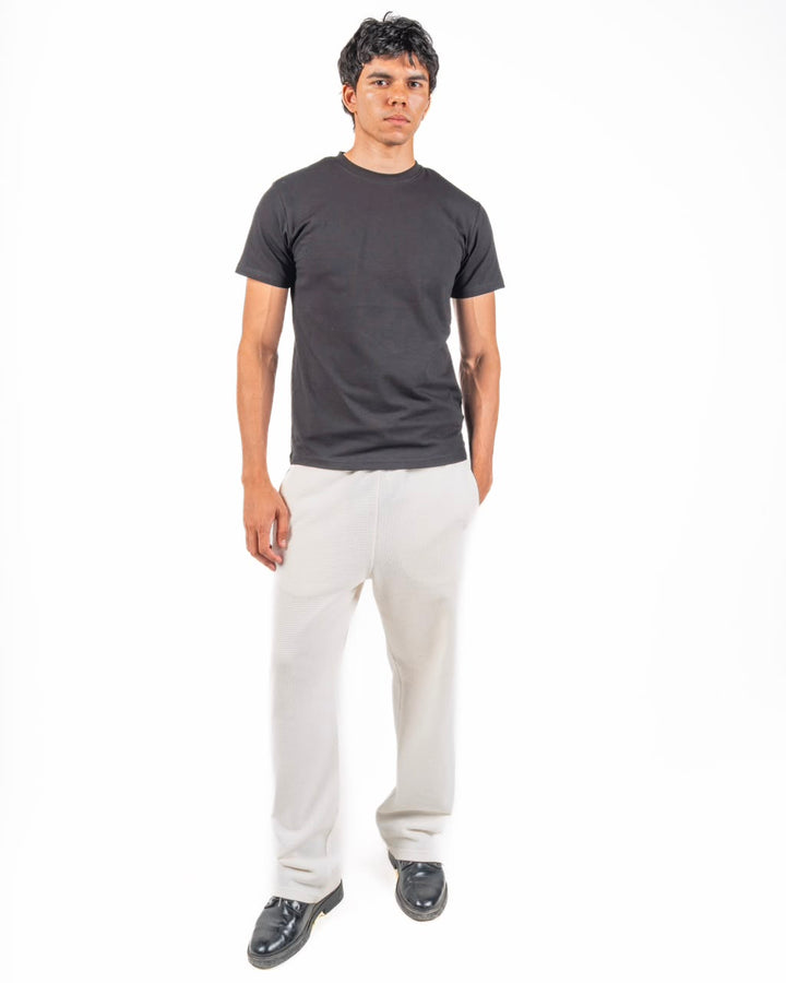 Dot texture pants - White