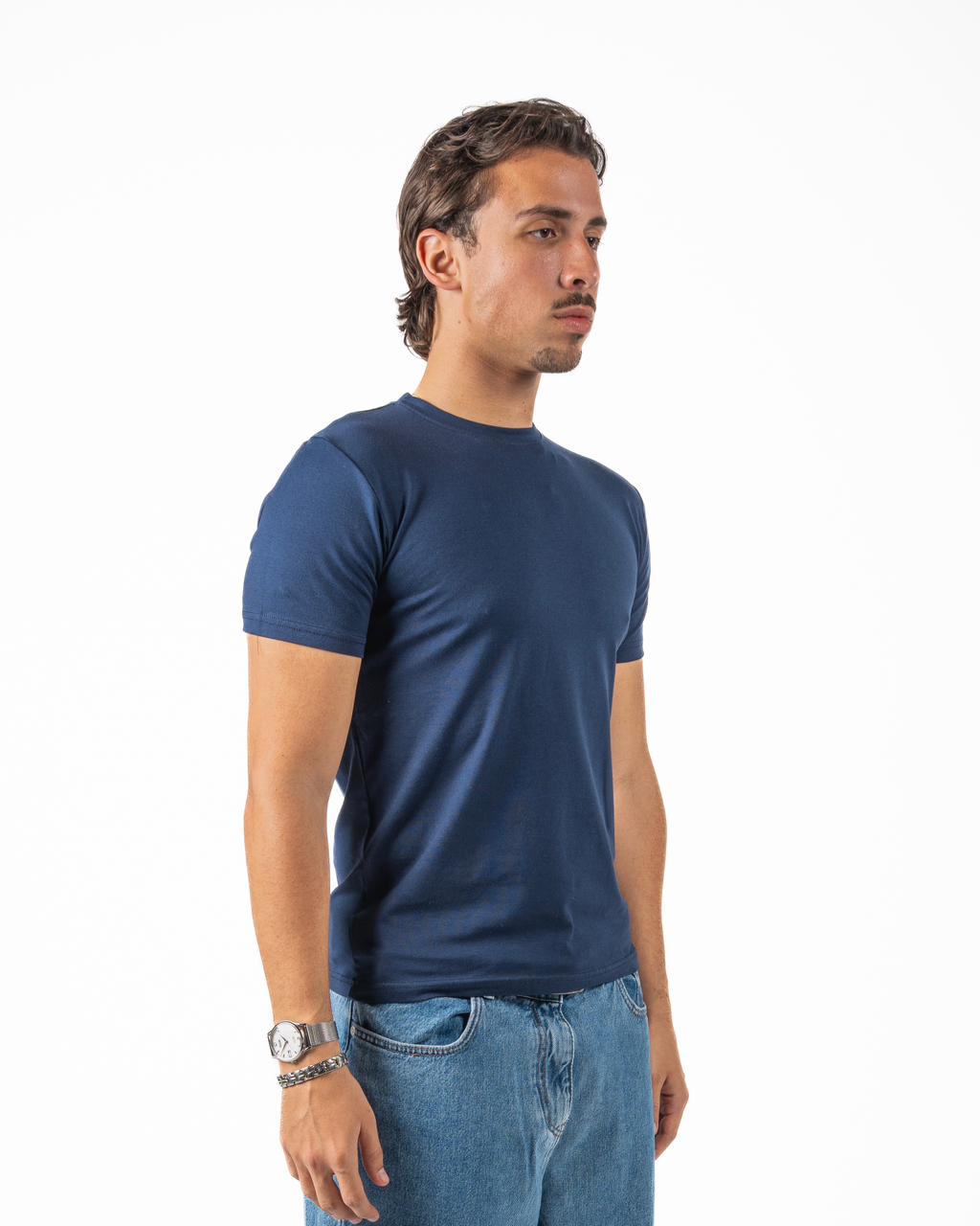 Short Sleeve Round T-shirt - Blue