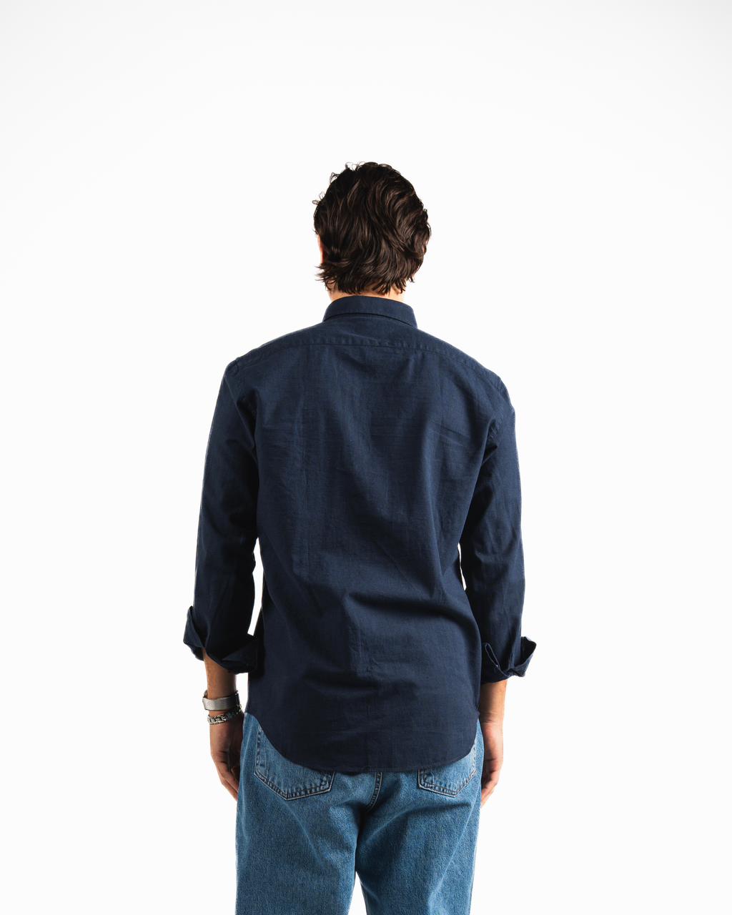 Washed Linen Blend Chemise  - Navy Blue
