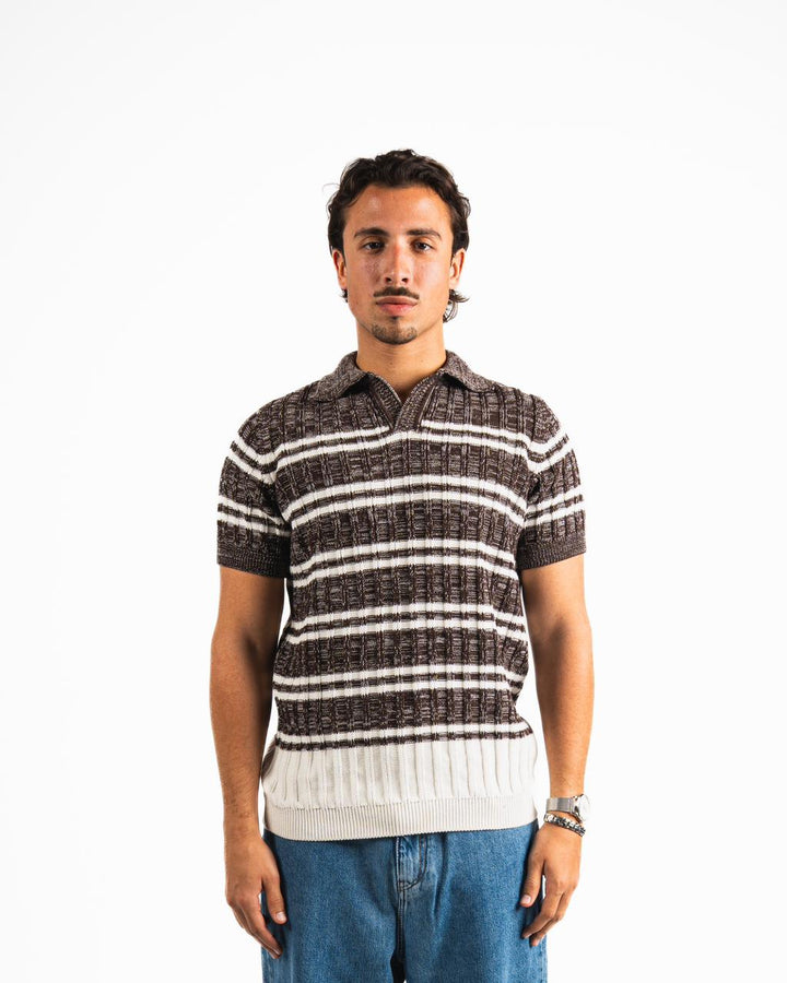 Knitted Polo Shirt - Brown