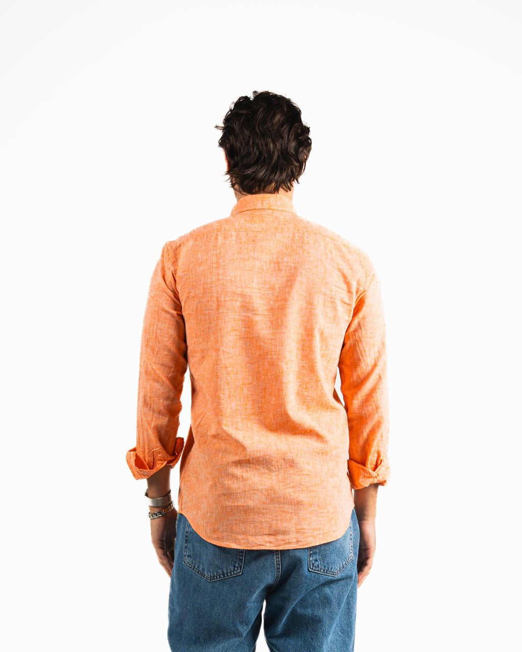 Washed Linen Blend Chemise - Orange