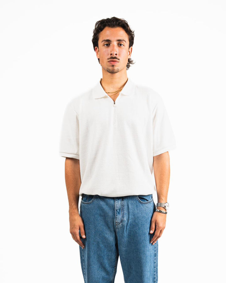 Half-Zip Polo Shirt - White
