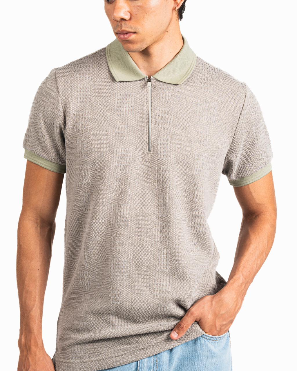 Half-Zip Polo Shirt - Mushroom