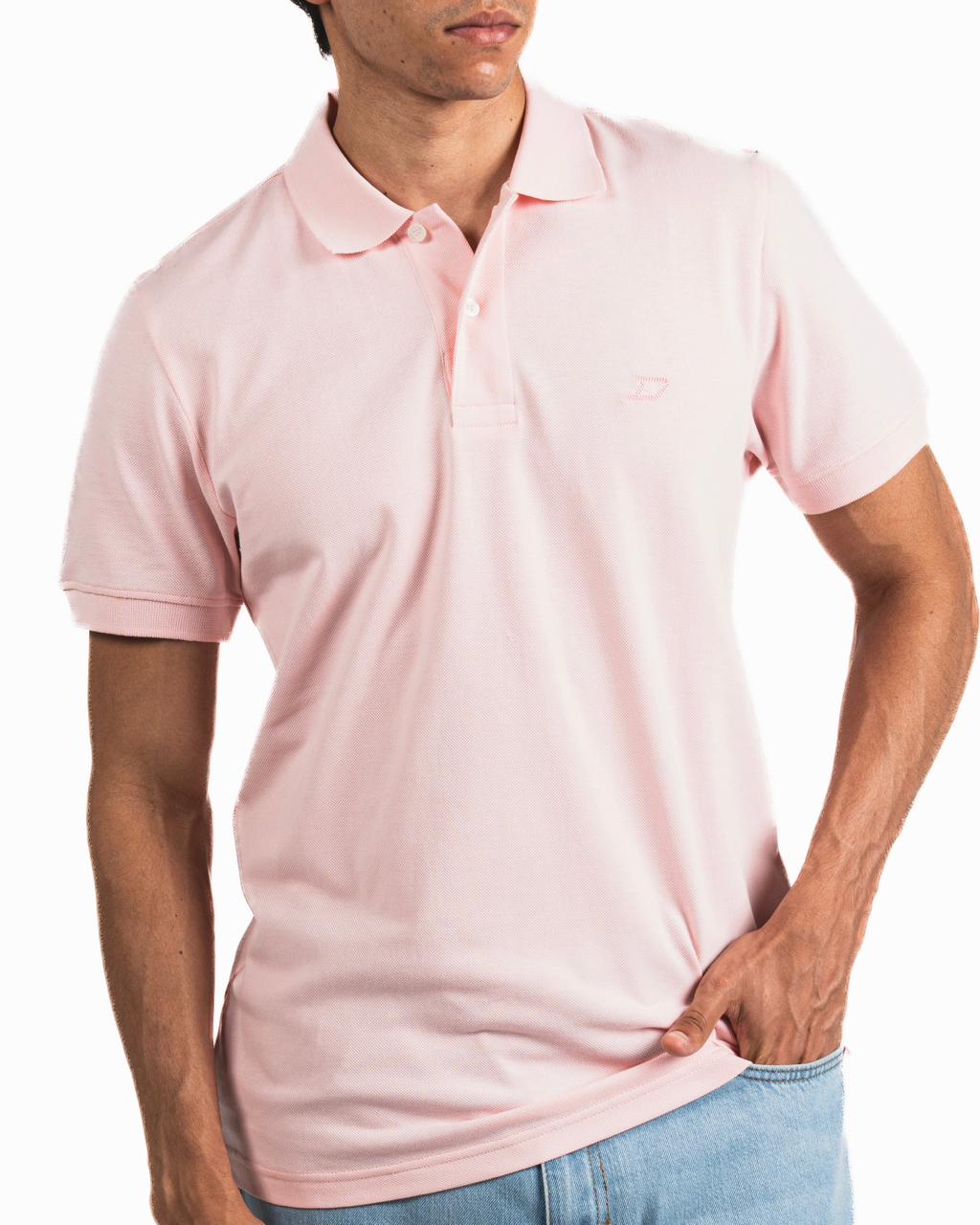 Buttons Polo Shirt - Light Pink