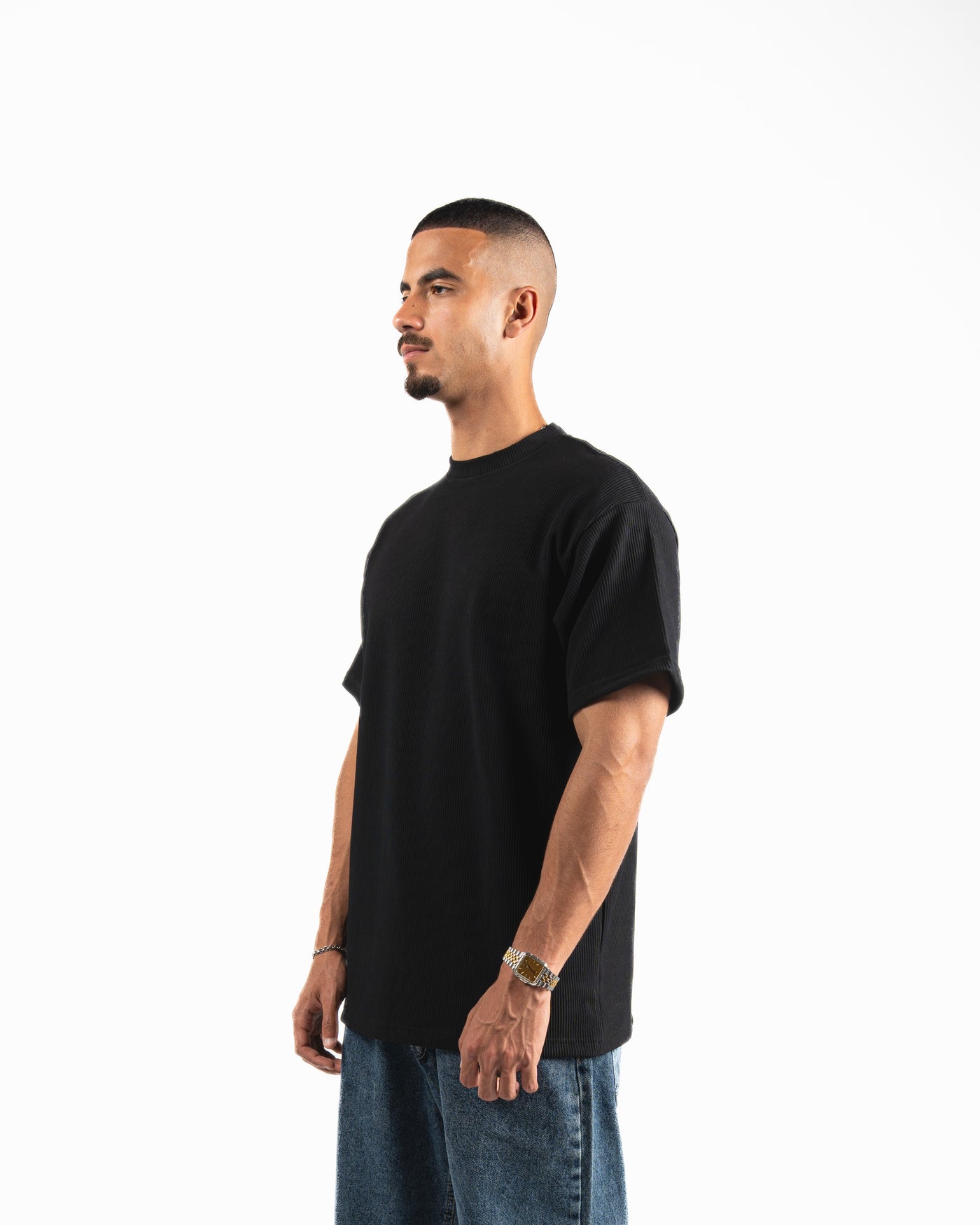 Ribbed Oversized T-Shirt - Black