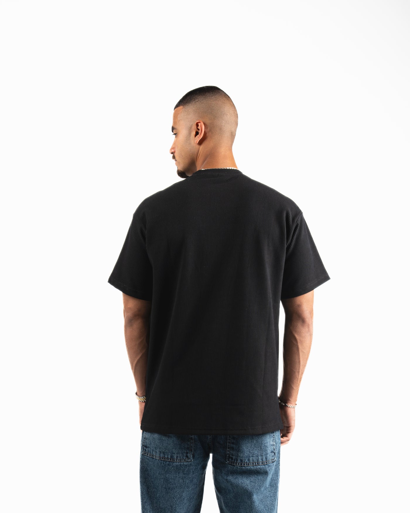 Ribbed Oversized T-Shirt - Black